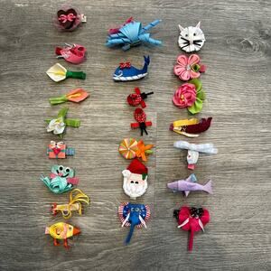23 animal, flower, Santa, girls' hairbow...grosgrain ribbon...all 2-3" wide